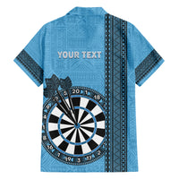 Personalised Fiji Darts Family Matching Tank Maxi Dress and Hawaiian Shirt Fijian Tapa Pattern - Blue