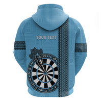 Personalised Fiji Darts Hoodie Fijian Tapa Pattern - Blue LT14 - Polynesian Pride