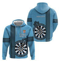 Personalised Fiji Darts Hoodie Fijian Tapa Pattern - Blue LT14 - Polynesian Pride