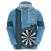 Personalised Fiji Darts Hoodie Fijian Tapa Pattern - Blue LT14 - Polynesian Pride