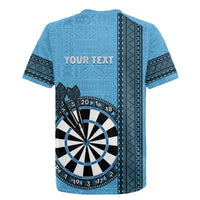 Personalised Fiji Darts Rugby Jersey Fijian Tapa Pattern - Blue