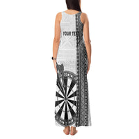 Personalised Fiji Darts Tank Maxi Dress Fijian Tapa Pattern - White