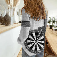 Personalised Fiji Darts Women Casual Shirt Fijian Tapa Pattern - White