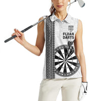 Personalised Fiji Darts Women Sleeveless Polo Shirt Fijian Tapa Pattern - White