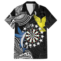 Personalised Cook Islands Darts Family Matching Summer Maxi Dress and Hawaiian Shirt Kuki Airani Tribal Pattern LT14 Dad's Shirt - Short Sleeve Black - Polynesian Pride