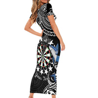 Personalised Cook Islands Darts Short Sleeve Bodycon Dress Kuki Airani Tribal Pattern