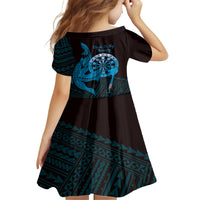 Aloha Hawaii Darts Family Matching Off Shoulder Maxi Dress and Hawaiian Shirt Dart Board With Polynesian Shark - Blue LT14 - Polynesian Pride