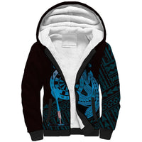 Aloha Hawaii Darts Sherpa Hoodie Dart Board With Polynesian Shark - Blue LT14 Unisex Blue - Polynesian Pride