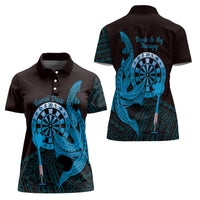 Aloha Hawaii Darts Women Polo Shirt Dart Board With Polynesian Shark - Blue