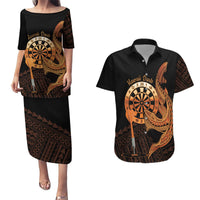 Aloha Hawaii Darts Couples Matching Puletasi and Hawaiian Shirt Dart Board With Polynesian Shark - Gold LT14 Gold - Polynesian Pride