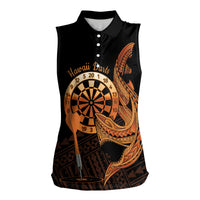 Aloha Hawaii Darts Women Sleeveless Polo Shirt Dart Board With Polynesian Shark - Gold LT14 Female Gold - Polynesian Pride