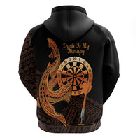 Aloha Hawaii Darts Zip Hoodie Dart Board With Polynesian Shark - Gold