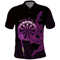 Aloha Hawaii Darts Polo Shirt Dart Board With Polynesian Shark - Purple