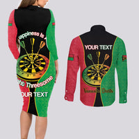 Personalised Vanuatu Darts Couples Matching Long Sleeve Bodycon Dress and Long Sleeve Button Shirt Happiness Is A Tight Threesome Sand Drawing Art LT14 - Polynesian Pride