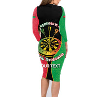 Personalised Vanuatu Darts Family Matching Long Sleeve Bodycon Dress and Hawaiian Shirt Happiness Is A Tight Threesome Sand Drawing Art
