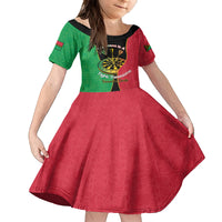 Personalised Vanuatu Darts Family Matching Puletasi and Hawaiian Shirt Happiness Is A Tight Threesome Sand Drawing Art LT14 Daughter's Dress Red - Polynesian Pride