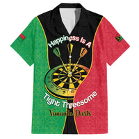 Personalised Vanuatu Darts Family Matching Puletasi and Hawaiian Shirt Happiness Is A Tight Threesome Sand Drawing Art LT14 Dad's Shirt - Short Sleeve Red - Polynesian Pride