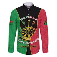 Personalised Vanuatu Darts Family Matching Puletasi and Hawaiian Shirt Happiness Is A Tight Threesome Sand Drawing Art LT14 Dad's Shirt - Long Sleeve Red - Polynesian Pride