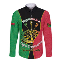 Personalised Vanuatu Darts Long Sleeve Button Shirt Happiness Is A Tight Threesome Sand Drawing Art