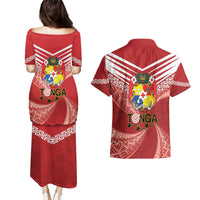 Tonga Darts Couples Matching Puletasi and Hawaiian Shirt Tongan Ngatu Pattern LT14 - Polynesian Pride
