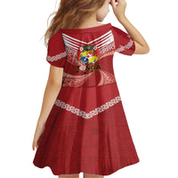 Tonga Darts Family Matching Off Shoulder Maxi Dress and Hawaiian Shirt Tongan Ngatu Pattern LT14 - Polynesian Pride