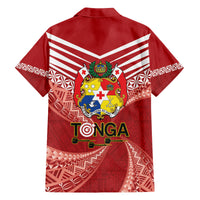 Tonga Darts Family Matching Off Shoulder Maxi Dress and Hawaiian Shirt Tongan Ngatu Pattern LT14 - Polynesian Pride