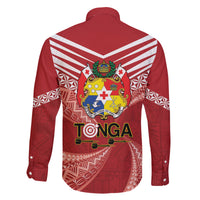 Tonga Darts Family Matching Off Shoulder Maxi Dress and Hawaiian Shirt Tongan Ngatu Pattern LT14 - Polynesian Pride