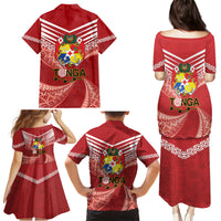 Tonga Darts Family Matching Puletasi and Hawaiian Shirt Tongan Ngatu Pattern