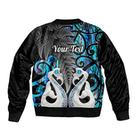 Personalised New Zealand Bomber Jacket Te Manaia Mangopare Maori And Fern Blue Style LT14 - Polynesian Pride