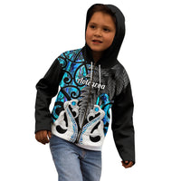 Personalised New Zealand Kid Hoodie Te Manaia Mangopare Maori And Fern Blue Style LT14 - Polynesian Pride