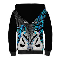 Personalised New Zealand Sherpa Hoodie Te Manaia Mangopare Maori And Fern Blue Style LT14 - Polynesian Pride