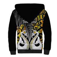 Personalised New Zealand Sherpa Hoodie Te Manaia Mangopare Maori And Fern Gold Style LT14 - Polynesian Pride