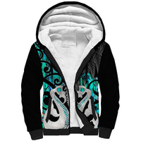 Personalised New Zealand Sherpa Hoodie Te Manaia Mangopare Maori And Fern Turquoise Style LT14 Unisex Turquoise - Polynesian Pride