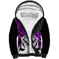Personalised New Zealand Sherpa Hoodie Te Manaia Mangopare Maori And Fern Purple Style LT14 Unisex Purple - Polynesian Pride