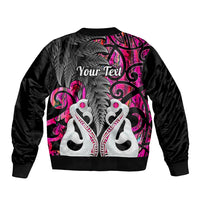 Personalised New Zealand Bomber Jacket Te Manaia Mangopare Maori And Fern Pink Style LT14 - Polynesian Pride