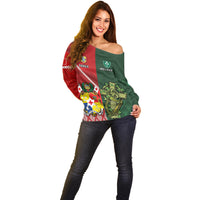 Custom Tonga And Ireland Rugby Off Shoulder Sweater Ikale Tahi With Shamrocks LT14 - Polynesian Pride