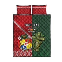 Custom Samoa And Ireland Rugby Quilt Bed Set Ikale Tahi With Shamrocks