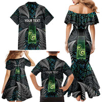 Personalised New Zealand Toki Family Matching Mermaid Dress and Hawaiian Shirt Silver Fern Mix Aotearoa Maori Pattern LT14 - Polynesian Pride