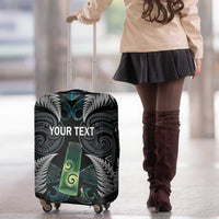 Personalised New Zealand Toki Luggage Cover Silver Fern Mix Aotearoa Maori Pattern