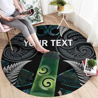 Personalised New Zealand Toki Round Carpet Silver Fern Mix Aotearoa Maori Pattern