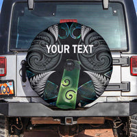 Personalised New Zealand Toki Spare Tire Cover Silver Fern Mix Aotearoa Maori Pattern