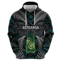 Personalised New Zealand Toki Zip Hoodie Silver Fern Mix Aotearoa Maori Pattern