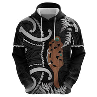 New Zealand Maripi Zip Hoodie Silver Fern Mix Aotearoa Maori Pattern