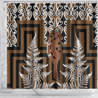 New Zealand Shower Curtain Maori Maripi Knife With Poutama Art LT14 - Polynesian Pride