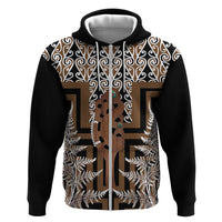 New Zealand Zip Hoodie Maori Maripi Knife With Poutama Art