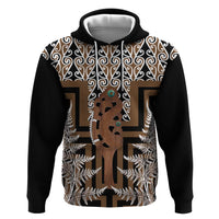 New Zealand Zip Hoodie Maori Maripi Knife With Poutama Art
