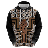 New Zealand Zip Hoodie Maori Maripi Knife With Poutama Art