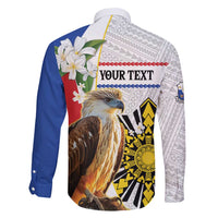 Personalised Philippines Eagle Family Matching Off Shoulder Short Dress and Hawaiian Shirt Filipino Sun Mix Sampaguita Flower