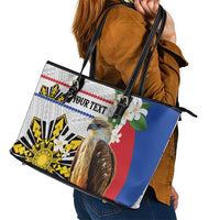 Personalised Philippines Eagle Leather Tote Bag Filipino Sun Mix Sampaguita Flower