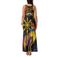 Philippines Sarimanok Family Matching Tank Maxi Dress and Hawaiian Shirt Papanok Legendary Bird Okir Polynesian Pattern